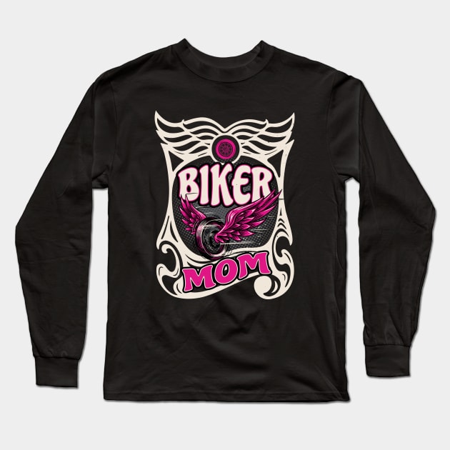 Biker Mom Motorcycle Mother Women Long Sleeve T-Shirt by Foxxy Merch